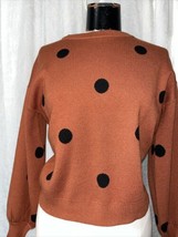 Premise Sweater Rust / Orange w/ Black Polka Dot Crop Crew Neck Size S - $17.82