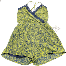 NEW Active USA Womens S Romper Shorts Yellow Blue Floral Lace Strappy Summer - £17.81 GBP