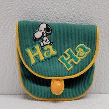Vintage Snoopy &quot;Ha Ha&quot; Homemade Change Purse Pouch Green Yellow - $40.81 CAD