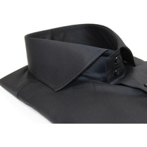 Men Dress Shirts AXXESS Turkey 100% Soft Egyptian Cotton 224-07 Solid Black image 4