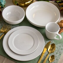 Elama Elle 18 Piece Porcelain Dinnerware Set with 2 Large Serving Bowls ... - $86.08