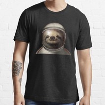  Space Sloth Men&#39;s Black Cotton T-Shirt - $20.99