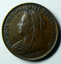 Great Britain  1900 Victoria Mint Toned Coin Farthing 1/4d Uncirculated - $275.00
