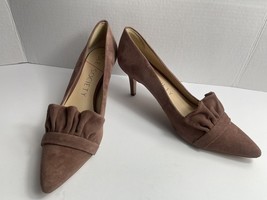 Sole Society Heels Women 9.5 Darbia Shoes Brown Suede Ruffle Casual Comf... - $27.54
