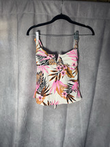 Salt + Cove Tropic Time Printed V-Wire Tankini Top Women&#39;s Medium White ... - $7.92