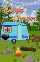 Happy Campers Garden Flag Emotes Double Sided Camping Banner - $13.54