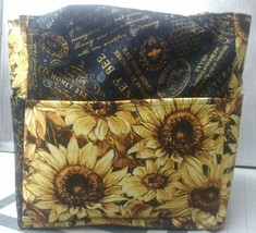 sunflowers bees flowers garden honeycombs purse project bag handmade - £29.68 GBP
