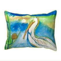 Betsy Drake White Pelican Small Indoor Outdoor Pillow 11x14 - £38.93 GBP