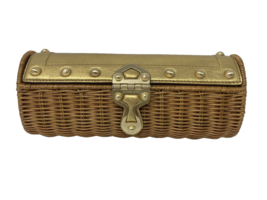 Michael Kors Santorini Rattan Wicker Clutch Purse, Gold - £21.96 GBP