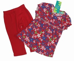 Girl&#39;s Red Floral Tunic Top and Red Leggings Outfit, Set, Size 4 - $145.66 MXN