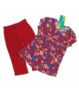 Girl&#39;s Red Floral Tunic Top and Red Leggings Outfit, Set, Size 4 - $145.66 MXN