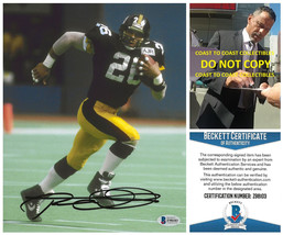 Rod Woodson signed Pittsburgh Steelers football 8x10 photo Beckett COA proof. - £85.76 GBP