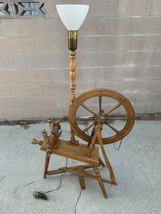 Vintage Antique Spinning Wheel  lamp  &amp; Sewing Basket - £375.03 GBP