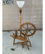 Vintage Antique Spinning Wheel  lamp  &amp; Sewing Basket - $645.19 CAD