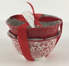 Hallmark Holiday Bowls Set of 2 2017 Green Red Patterned Bowls 3” x 5-1/... - £27.09 GBP
