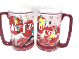 2 COCA-COLA 16oz Thermo-Serv Freezer Mug Vintage Coca Cola COKE Plastic Mug 2000 - £18.75 GBP