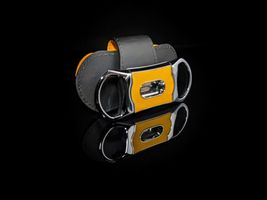 Brizard and Co Genuine Caiman Alligator Black & Yellow V Cigar Cutter w Pouch image 5
