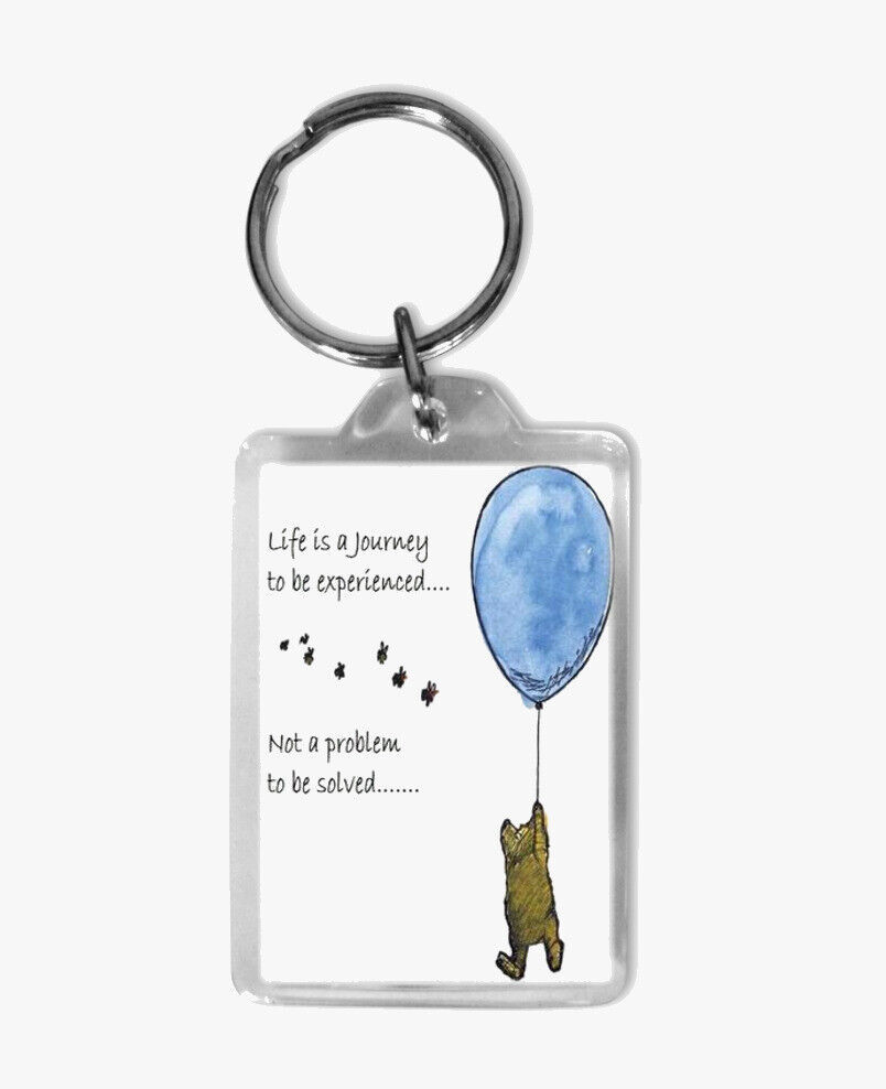 Pooh Keyring Quote Life is a Journey classic pooh unique handmade premium qualit - $4.77