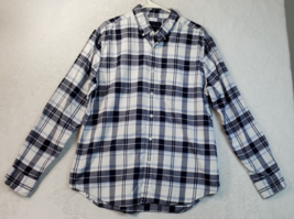 American Eagle Outfitters Shirt Men Large Black White Plaid Collared Button Down - £16.10 GBP