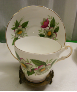 Vintage Cup and Saucer Set Regency English Bone China Christmas Rose - $32.07