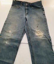 Vtg Levi&#39;s 550 Light Wash Relaxed Fit Jeans Sz 34x30 Thrashed Grunge Distressed - £33.54 GBP