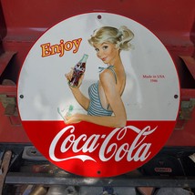 Vintage 1946 Coca-Cola Carbonated Sparkling Soft Drink Porcelain Gas &amp; Oil Sign - £99.79 GBP