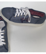 Tommy Hilfiger Glam Bonnie Striped Blue White Sneakers Casual Shoes Kids... - $16.84 CAD