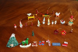 Lot 29 Vintage Wood Christmas Tree Ornament Snowman Band Instrument Hors... - $10.00