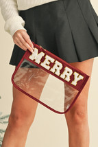 Red MERRY Contrast Trim Clear Makeup Bag - $7.51