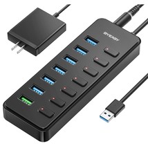 7 In 1 Multiport Usb Hub With Bc1.2 Smart-Charging Port, Powered Usb 3.0 Hub Wit - £29.88 GBP