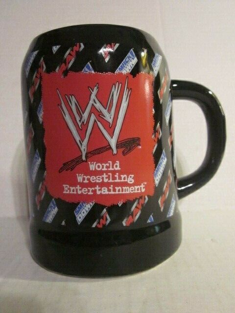 Vintage 2004 WWE World Wrestling Entertainment Logo Image Large Beer Mug - £7.84 GBP