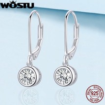 WOSTU Hot Sale Exquisite Round Zircon Drop Earrings 925 Silver For Women Wedding - £17.17 GBP