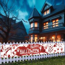DENNSHH Happy Halloween Outdoor Banner 120x20 White Polyester Yard Sign - $209.38 MXN