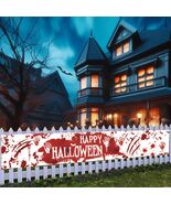 DENNSHH Happy Halloween Outdoor Banner 120x20 White Polyester Yard Sign - $209.38 MXN