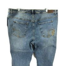 Rocaware Women&#39;s Jeans Blue Denim Flat Front 5 Pockets Distressed Plus Size 24 - £23.69 GBP