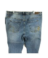 Rocaware Women&#39;s Jeans Blue Denim Flat Front 5 Pockets Distressed Plus S... - £23.59 GBP