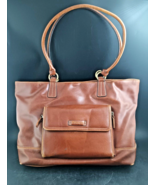 Strada Women Medium Brown Leather Purse 13&quot;X10&quot;X5&quot; Built-In Wallet, Vintage - $25.00