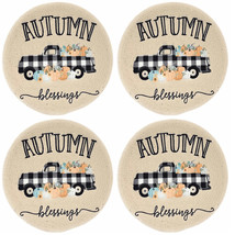 Autumn Blessings Pickup Truck Cotton Braided Round Placemats, Set of 4 - £22.72 GBP