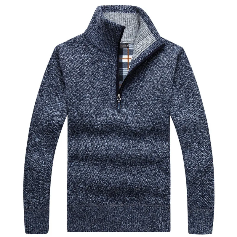 Pullover Mens Thick Warm  Pullover Men  Solid  neck s Half Zip Warm Fleece Winte - £88.10 GBP