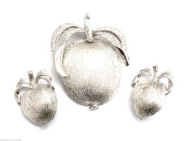 Signed Sarah Coventry Vintage Adams Delight Apple Brooch  Earrings - $29.93