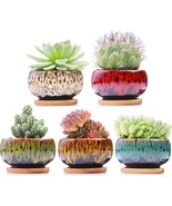 Beautiful Ceramic Succulent Garden Pots, Planters With Drainage And Atta... - £26.16 GBP