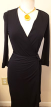 Diane Von Furstenberg V-neck Black Wrap Midi Dress with Necklace Sz- 4 - £63.78 GBP