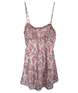 TRIXXI Junior&#39;s Romper Flare Floral Lined Size L White w/ Pink Flowers - $27.14 CAD
