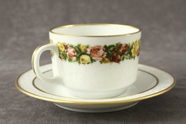 Vintage W German Porcelain KAISER Coffee Espresso Cup &amp; Saucer Roses Circles - £16.51 GBP