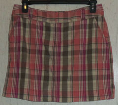 EXCELLENT WOMENS SONOMA AUTUMN COLORS PLAID SKORT  SIZE 12 - £19.81 GBP