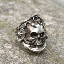 EYHIMD Pirate Anchor Compass Biker Rings Men&#39;s Gothic  Stainless Steel Ring Punk - £8.78 GBP