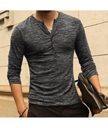 Men Henley Shirt Long Sleeve Slim Fit Tee - €21,39 EUR