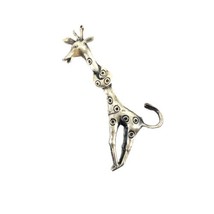 Vintage Sterling Silver Signed Brookraft Whimsical Knot Giraffe Animal Brooch - £58.55 GBP