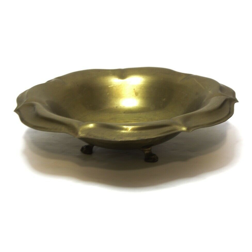 Primary image for Fruit Bowl Solid Brass Serving Footed Planter Round Centerpiece 11" dia Vintage