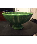 Crate &amp; Barrel Green Ceramic Scalloped Footed Bowl Centerpiece See detail - £23.71 GBP